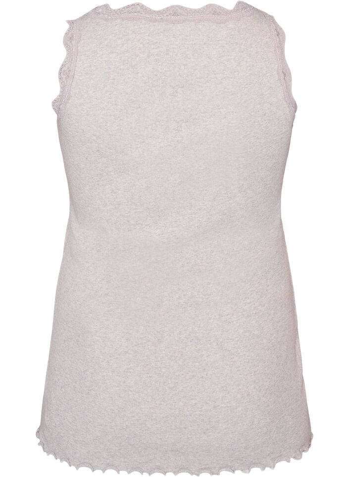 Ribtop med blondekant, Gr&aring;, Packshot image number 1