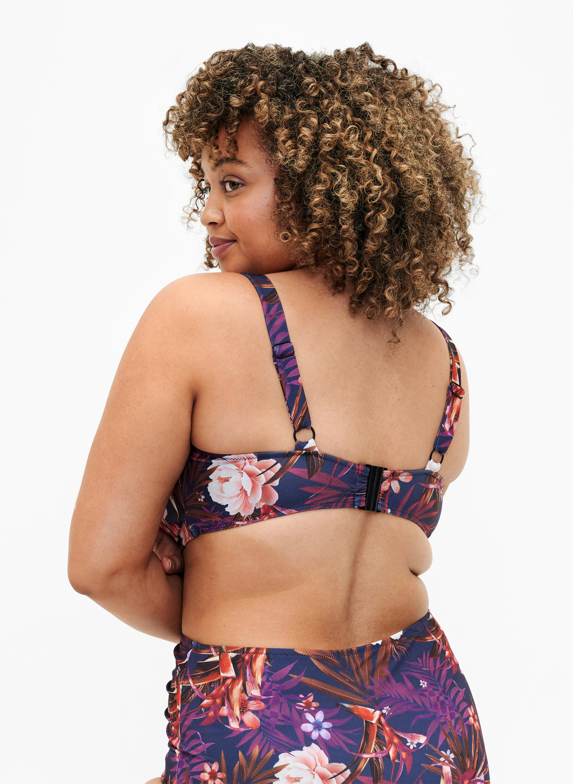 Zizzi Printet bikini bh med b&oslash;jle, Purple Flower, Model image number 1