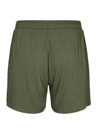 Løstsiddende viskose shorts med rib, Thyme, Packshot image number 1