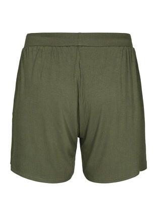 Løstsiddende viskose shorts med rib, Thyme, Packshot image number 1