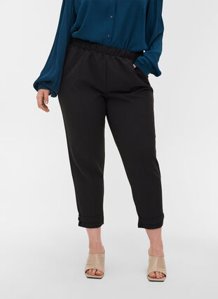 Cropped bukser med pressefold, Black, Model image number 2