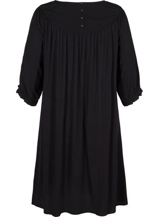 Viskose kjole med broderi og korte ærmer, Black, Packshot image number 1