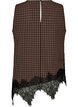Ternet top med asymmetrisk blondekant, Brun, Packshot image number 1