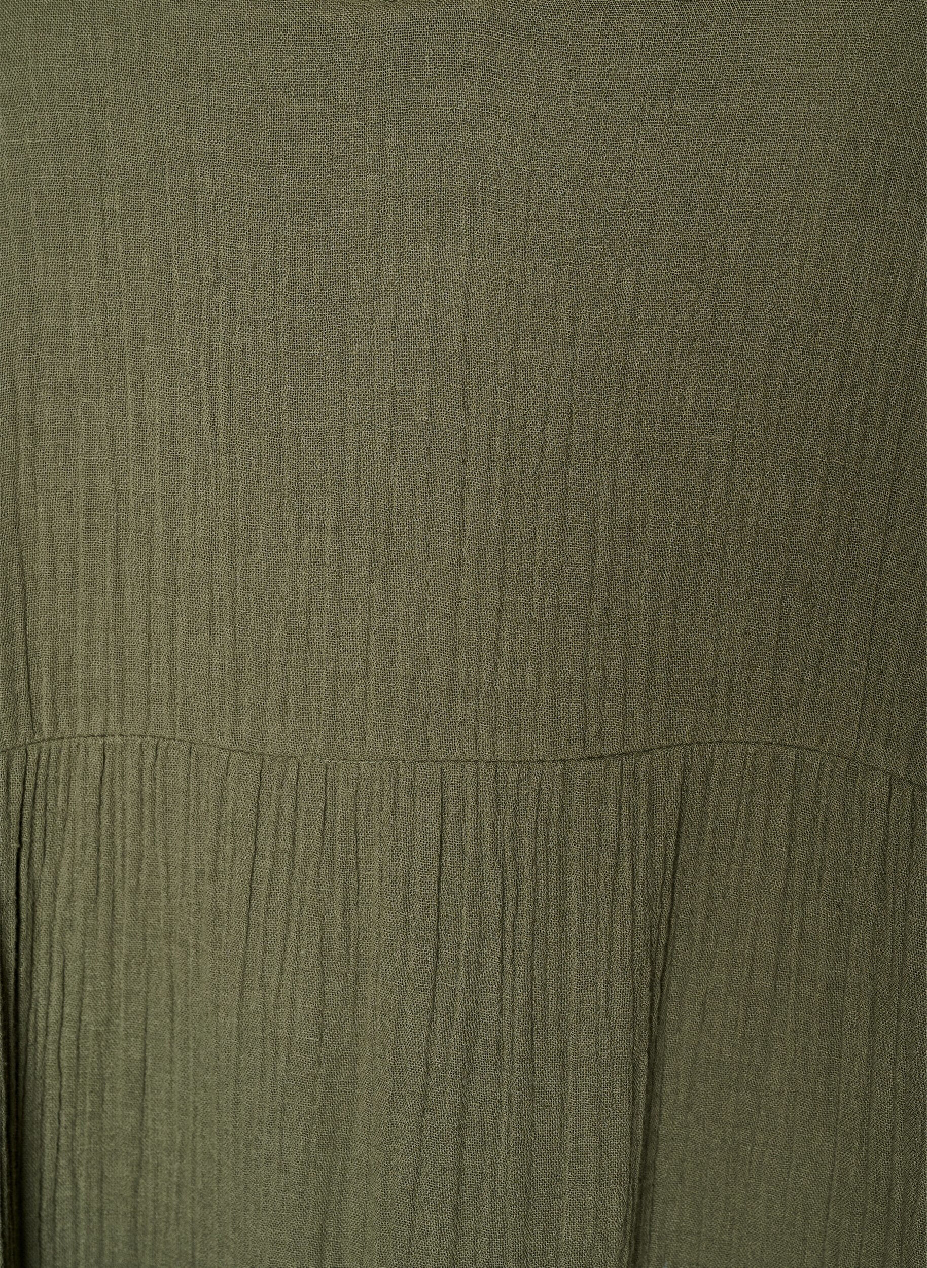 Zizzi A-formet midikjole i bomuldsmusselin, Gr&oslash;n, Packshot image number 2