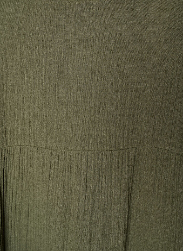 A-formet midikjole i bomuldsmusselin, Gr&oslash;n, Packshot image number 2