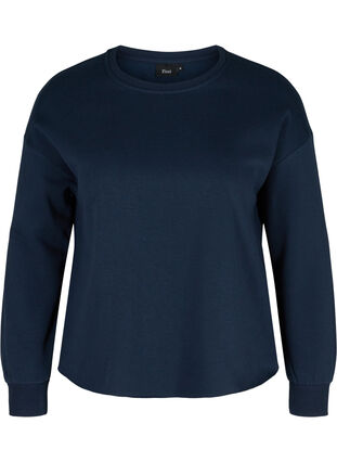 Cropped sweatshirt med rund hals, Navy Blazer, Packshot image number 0
