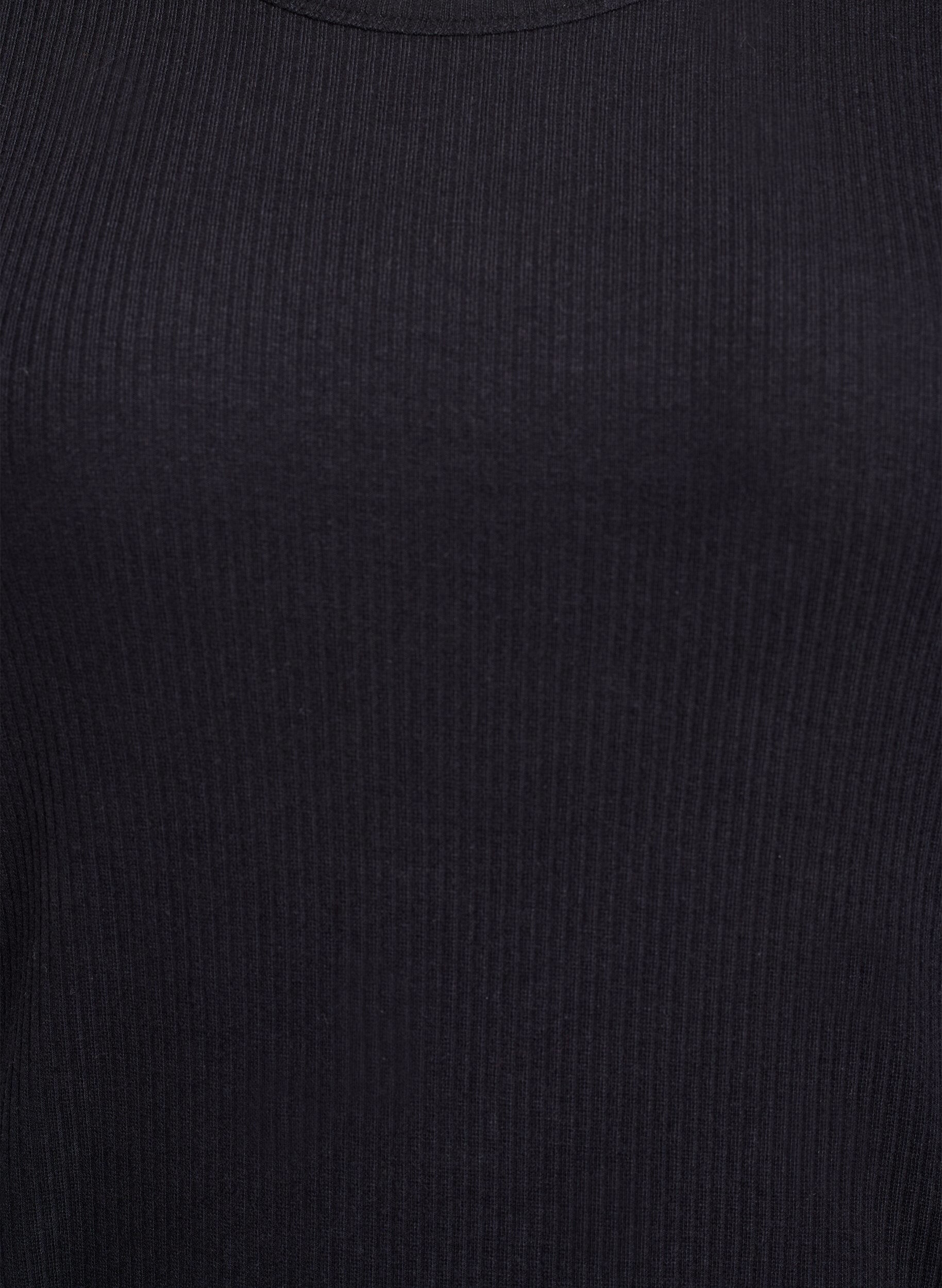 Zizzi Kn&aelig;lang T-shirtkjole i ribbet jersey, Sort, Packshot image number 2