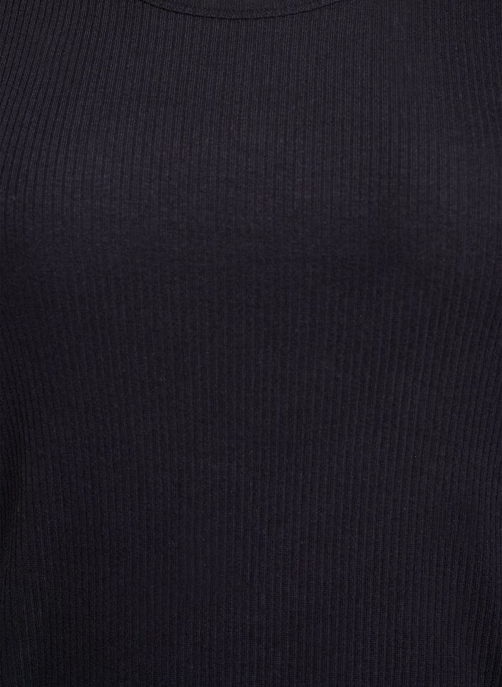 Knælang T-shirtkjole i ribbet jersey, Sort, Packshot image number 2
