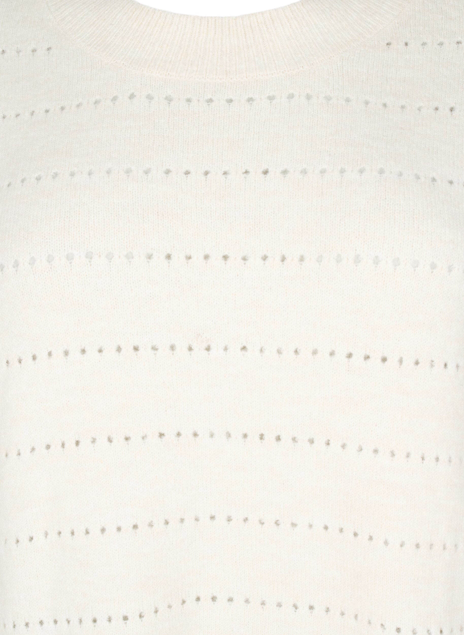 Zizzi Strikbluse med rund hals og hulm&oslash;nster, Birch Mel., Packshot image number 2