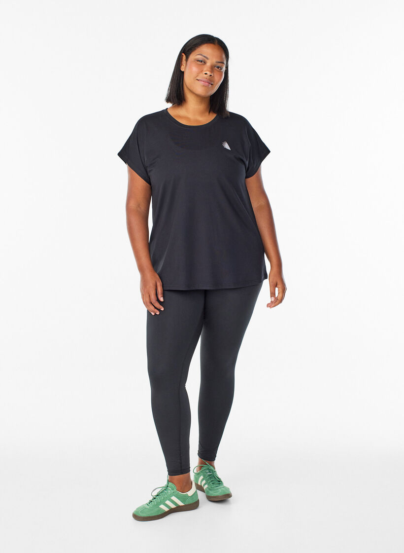 Ensfarvet tr&aelig;nings t-shirt, Sort, Model image number 1