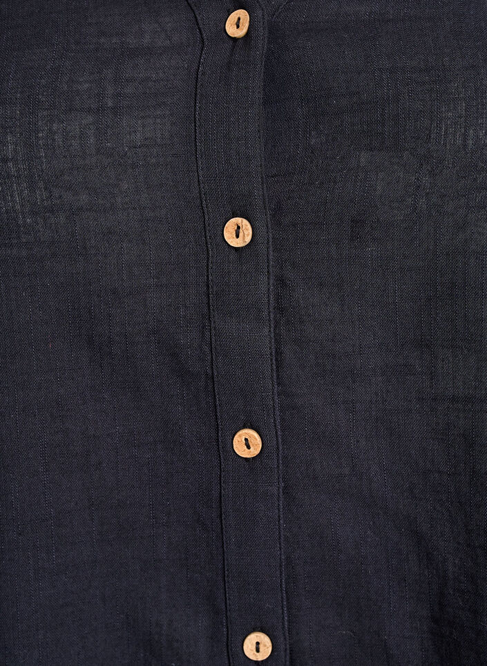 Skjortebluse i bomuld med V-udsk&aelig;ring, Sort, Packshot image number 2