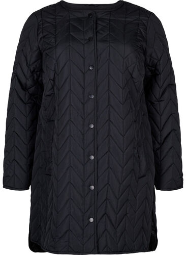 Quiltet jakke med knapper, Black, Packshot image number 0