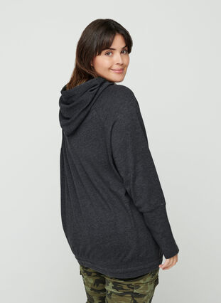 Sweatshirt med justerbar bund, Black Mel., Model image number 1