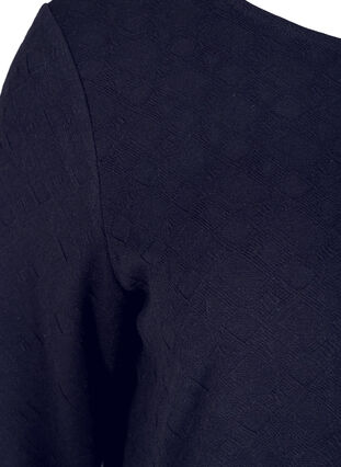 Lang bluse med rund hals og 3/4 ærmer, Navy Blazer, Packshot image number 2