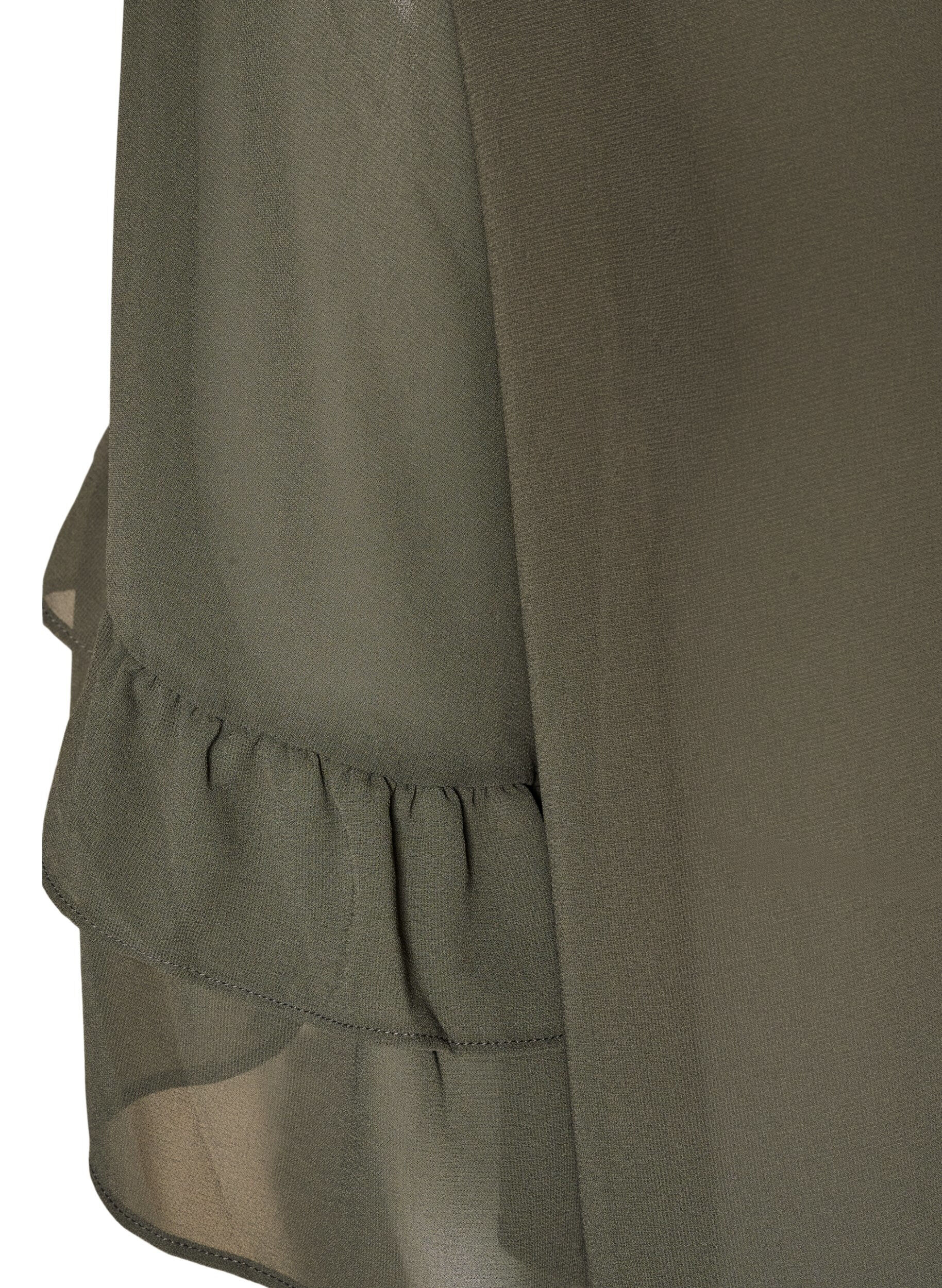 ZizziBluse med sl&oslash;jfeb&aring;nd og fl&aelig;sedetaljer, Gr&aring;, Packshot image number 3
