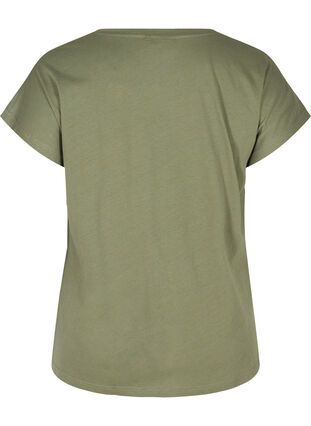 T-shirt med knapper i økologisk bomuld, Thyme, Packshot image number 1