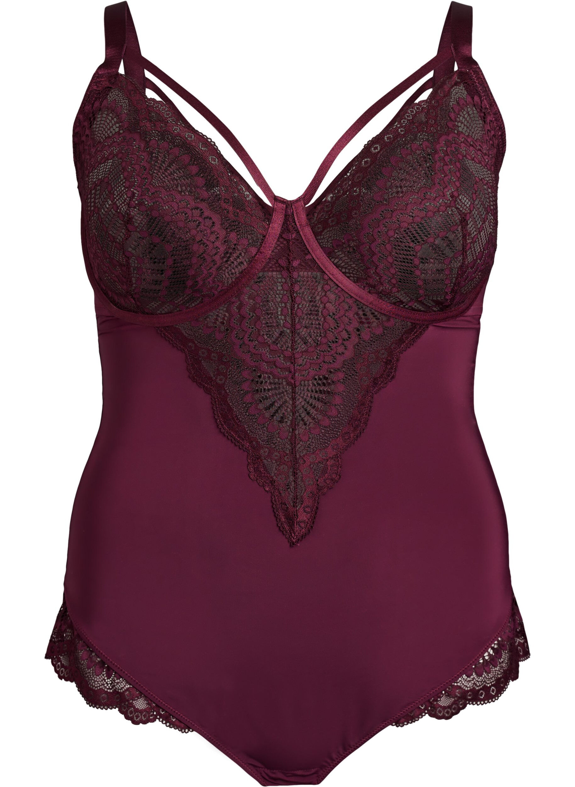 ZizziBlonde body med b&oslash;jle og stropdetalje, R&oslash;d, Packshot image number 0
