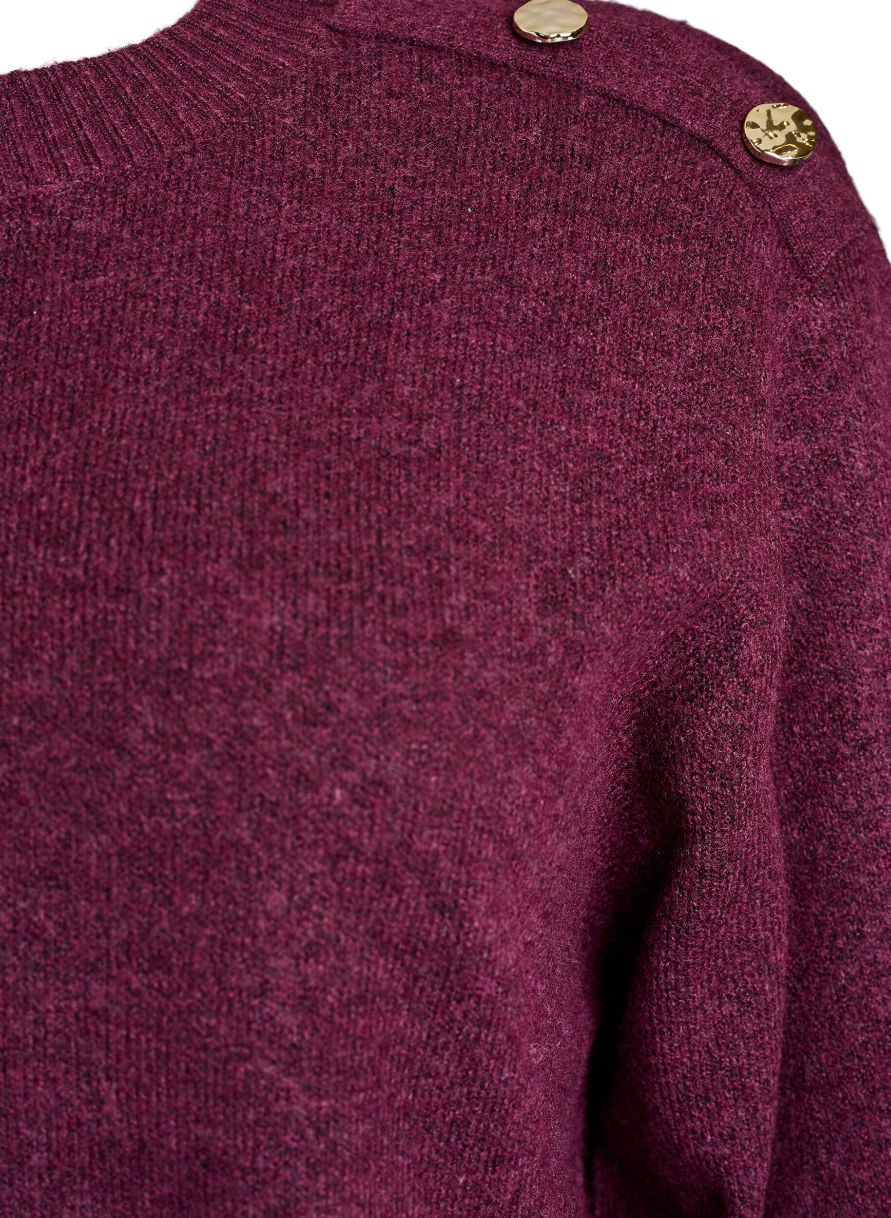 ZizziStrikbluse med knapdetalje, M&oslash;rk Bordeaux, Packshot image number 2