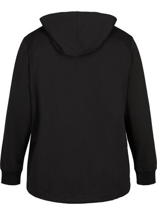 Sweatshirt med hætte og justerbar bund, Black, Packshot image number 1