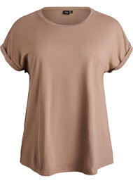 Kort&aelig;rmet t-shirt i bomuldsblanding, Brun