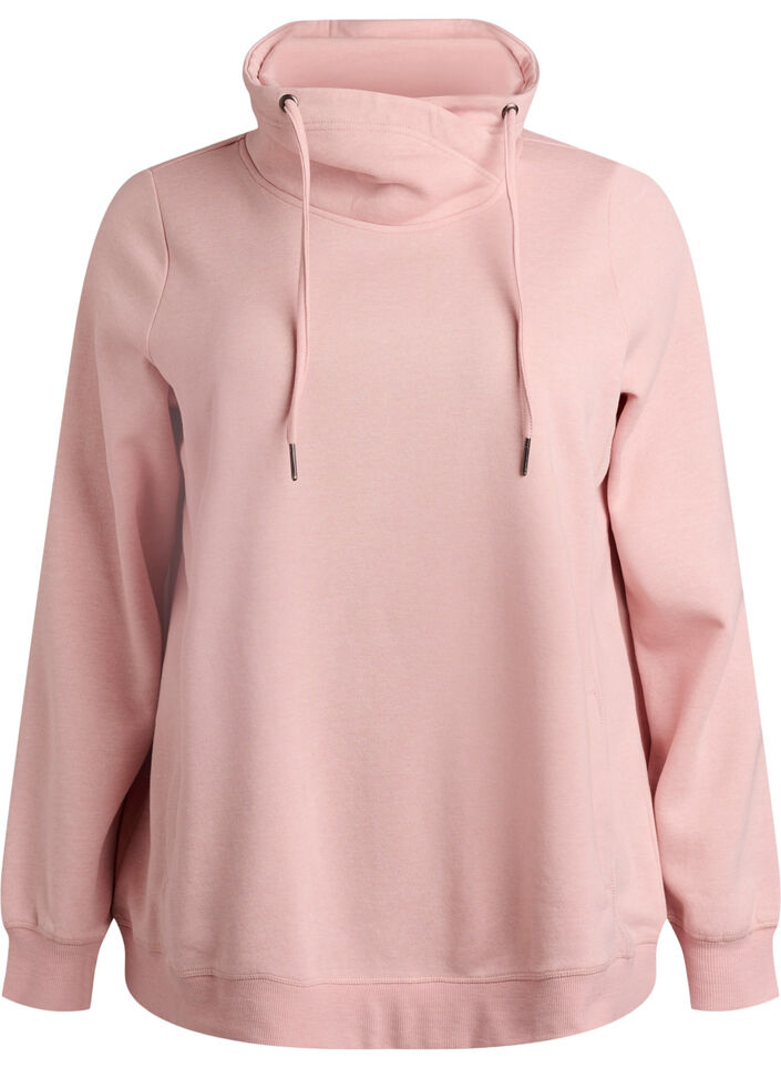 Sweatshirt med h&oslash;j krave og lommer, Lyser&oslash;d, Packshot image number 0