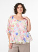 Bluse i lyocell med blomsterprint og hjerteudsk&aelig;ring, Hvid, Model image number 0