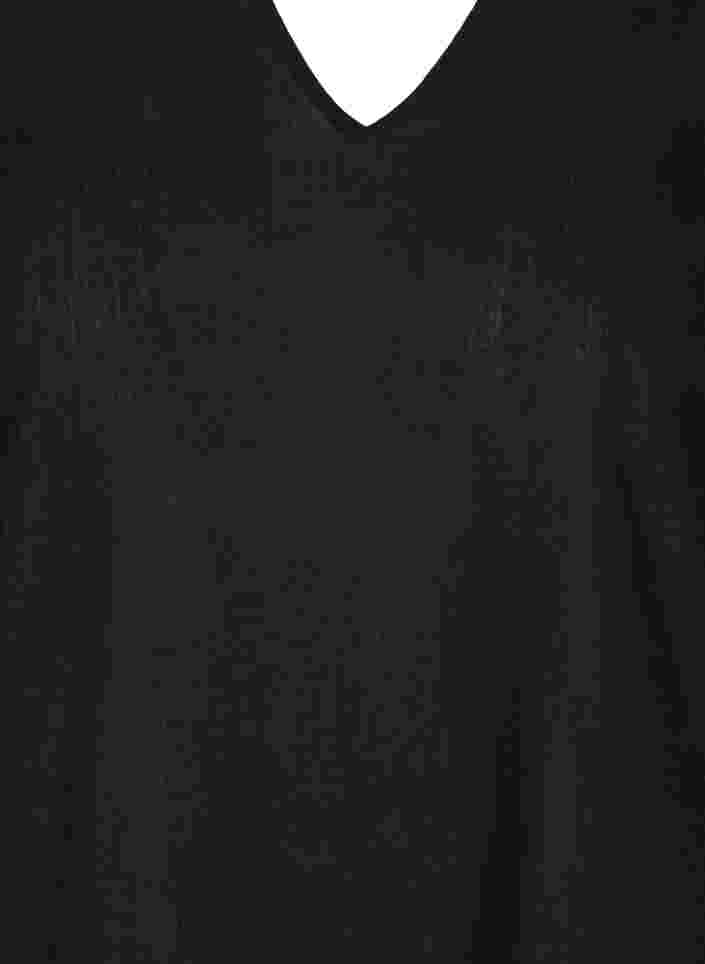 Kortærmet kjole i bomuldsmix med hør, Black, Packshot image number 2