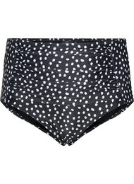 Ekstra højtaljet bikini underdel med print, Black White Dot