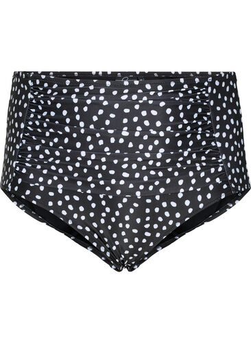 Ekstra højtaljet bikini underdel med print, Black White Dot, Packshot image number 0