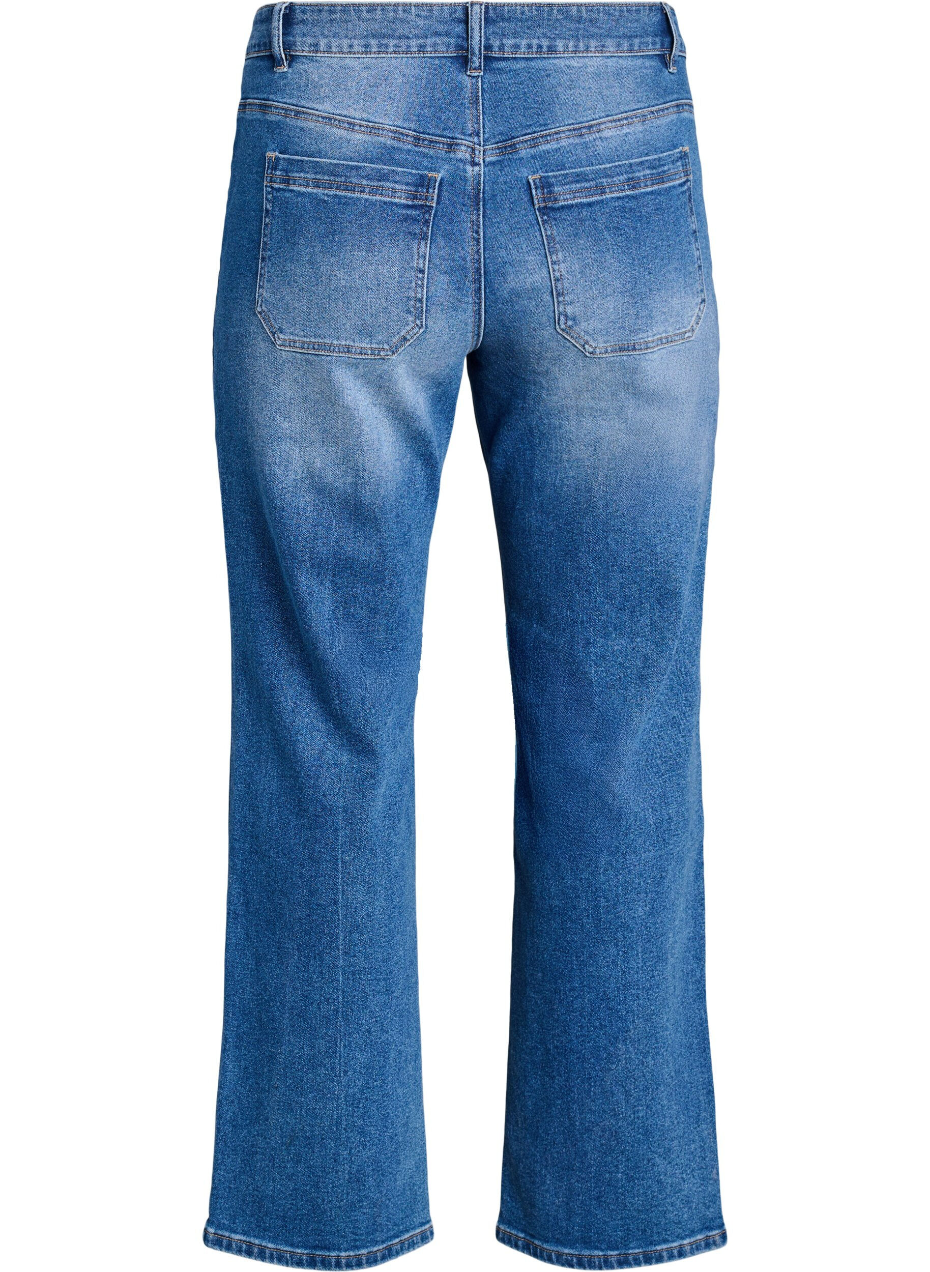 ZizziJeans med forlommer og lige ben, Bl&aring;, Packshot image number 1
