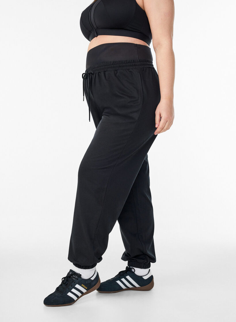 Sweatpants med bred taljelinning, Sort, Model image number 0