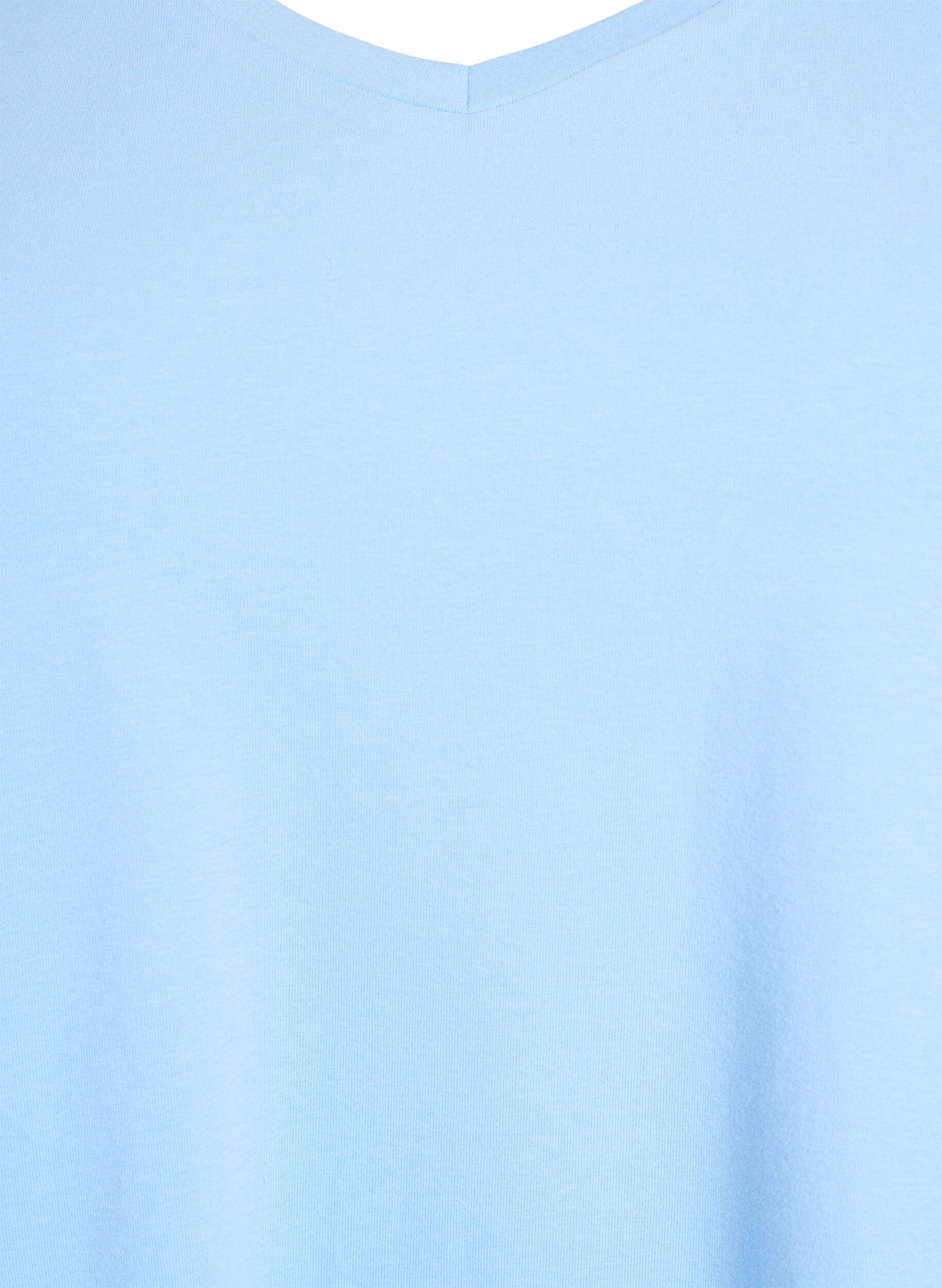 Zizzi Ensfarvet basis t-shirt i bomuld, Bl&aring;, Packshot image number 2