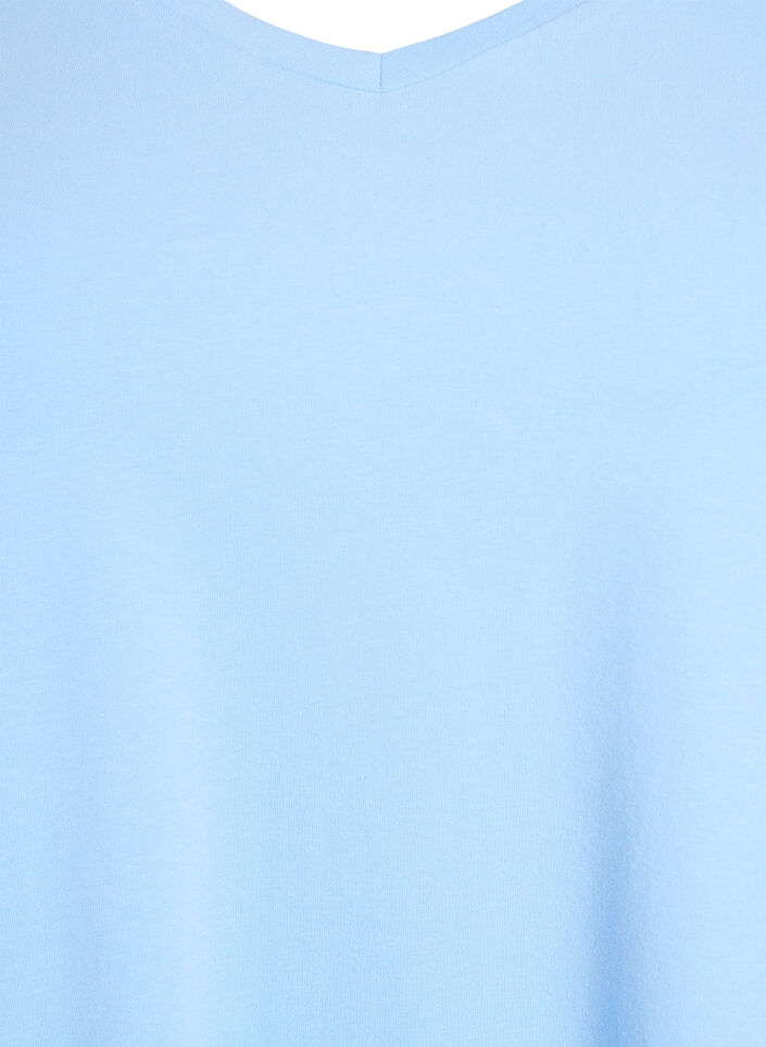 Ensfarvet basis t-shirt i bomuld, Blå, Packshot image number 2