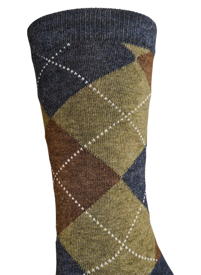 2-pak sokker med harlekinm&oslash;nster, Brun, Packshot image number 3