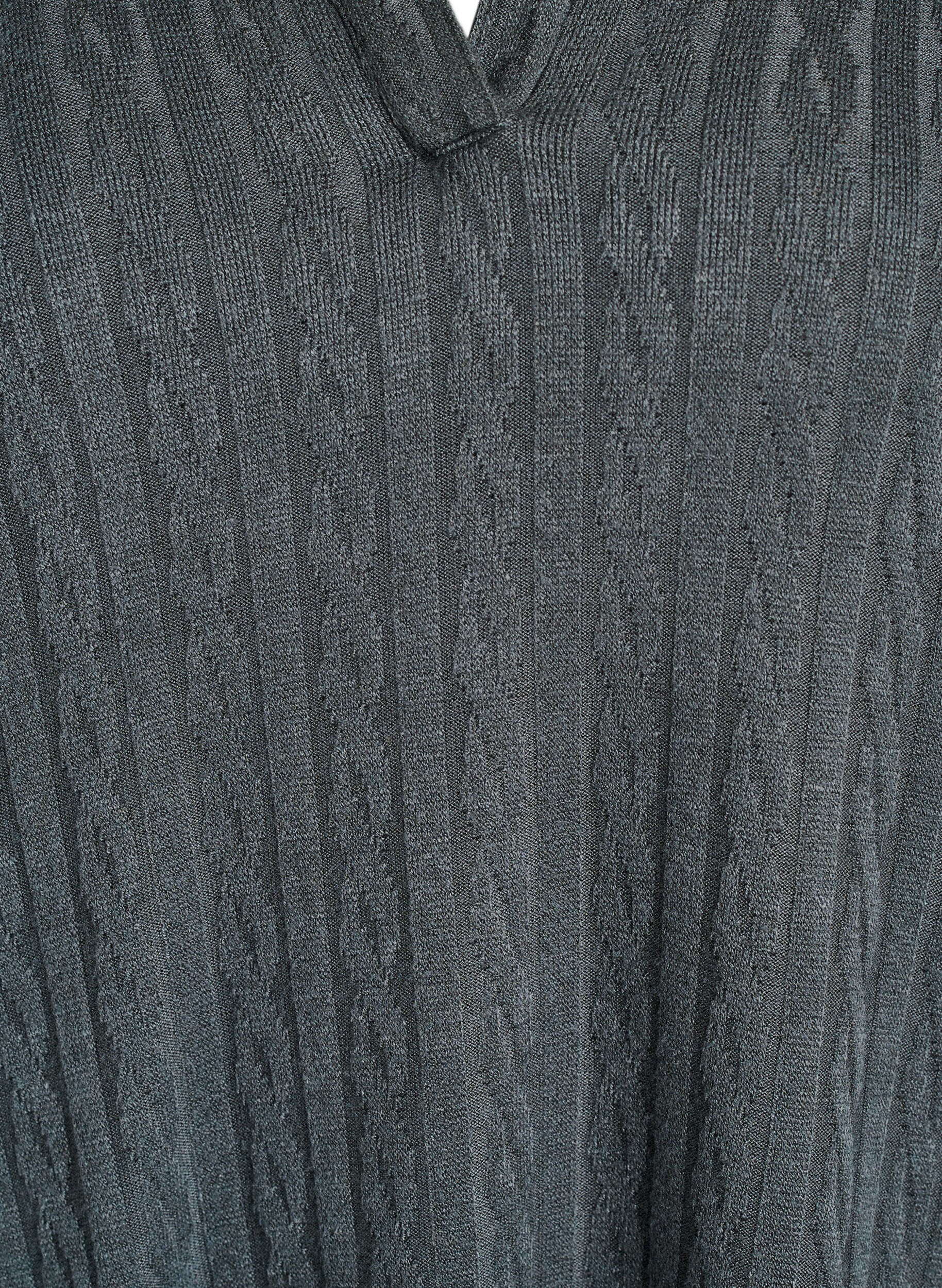 Zizzi Jerseybluse med krave og kabelm&oslash;nster, Gr&oslash;n, Packshot image number 2