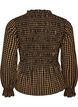 Ternet bluse med smock og peplum, Brun, Packshot image number 1