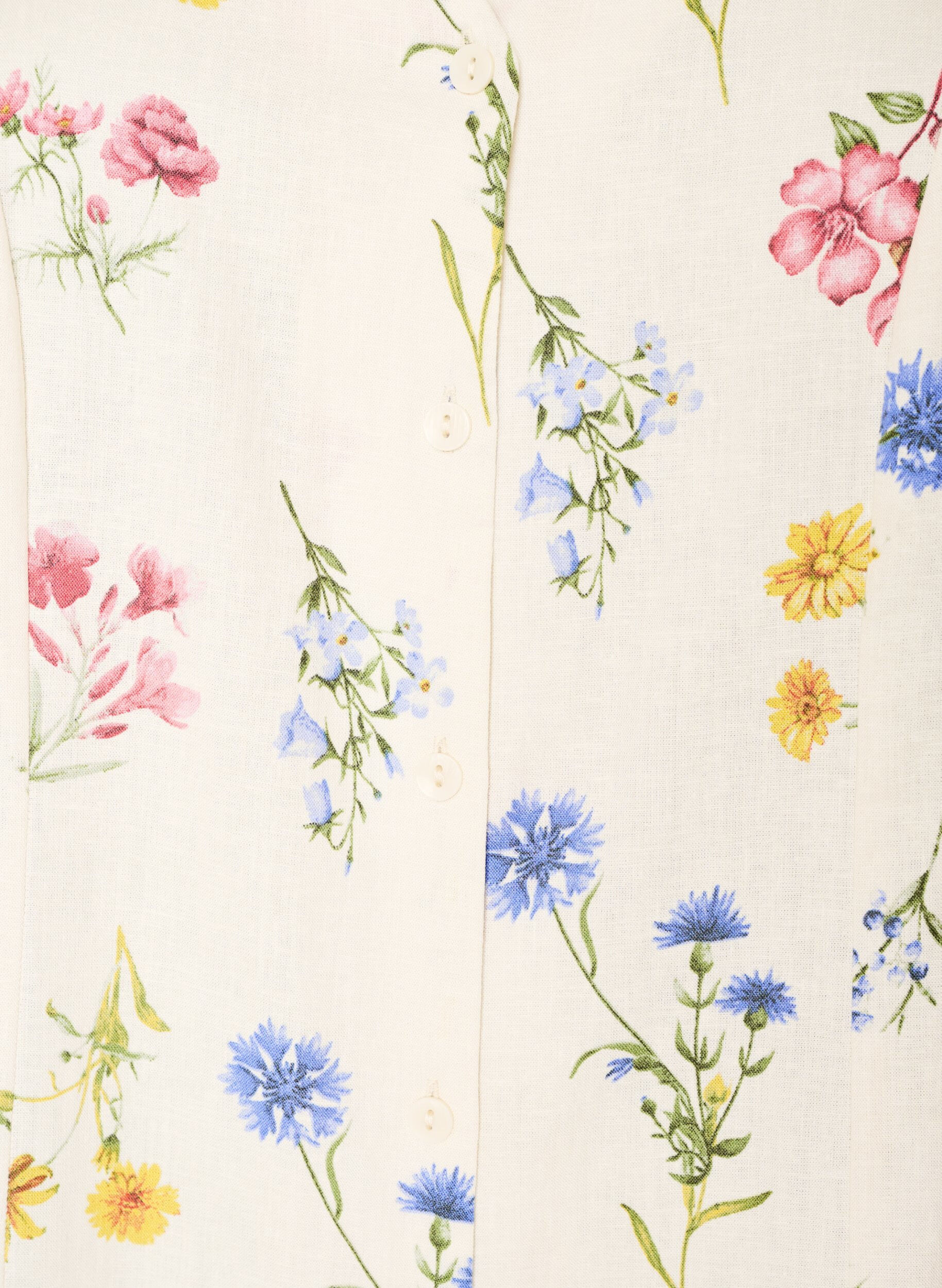 Zizzi Midikjole i h&oslash;r og viskose med fl&aelig;se&aelig;rmer, Beige, Packshot image number 2