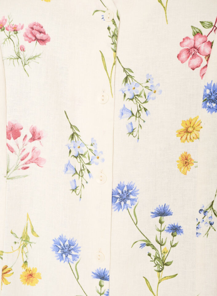 Midikjole i h&oslash;r og viskose med fl&aelig;se&aelig;rmer, Beige, Packshot image number 2