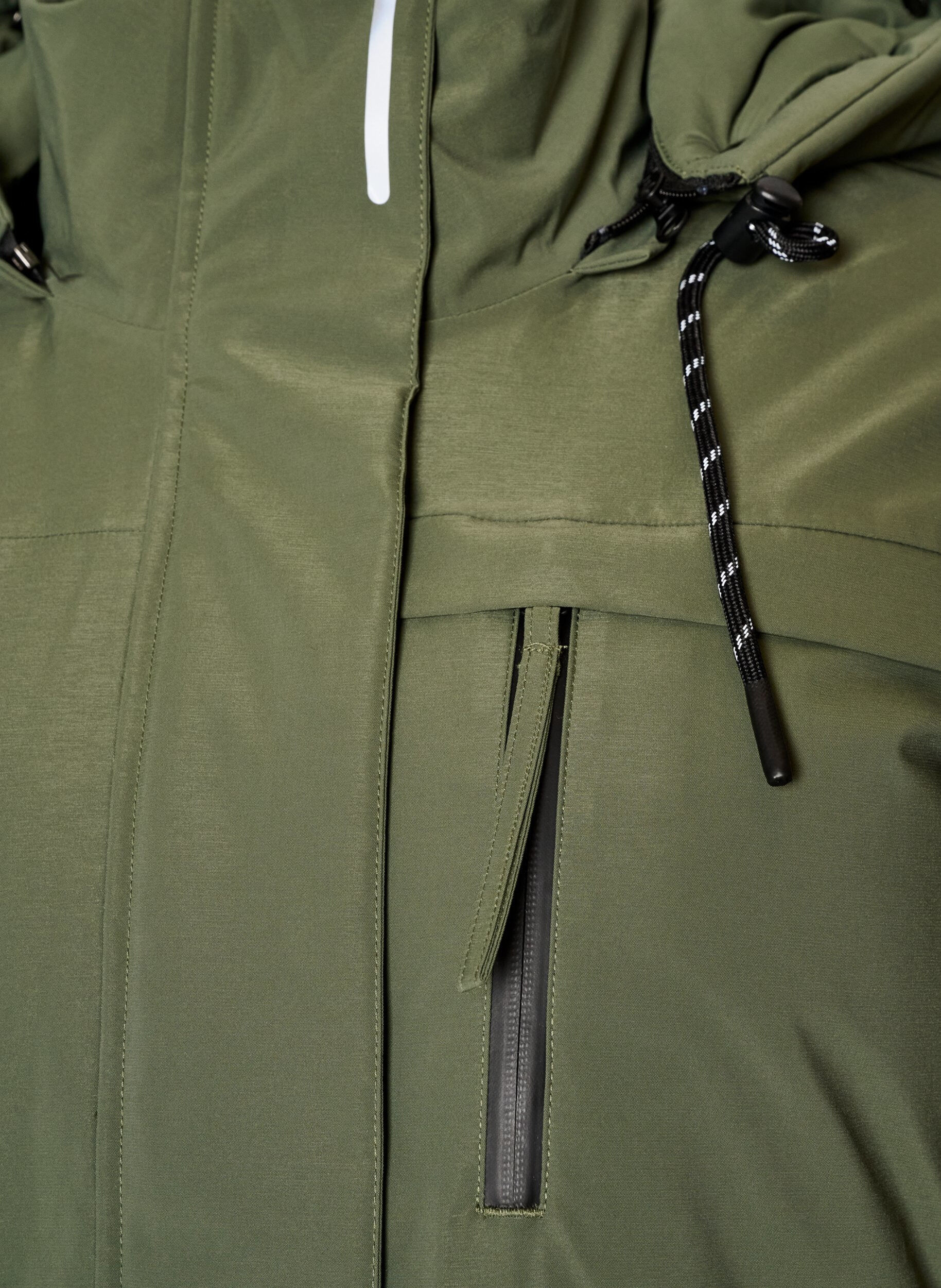 ZizziVandafvisende parka med h&aelig;tte og funktionelle detaljer, Gr&oslash;n, Packshot image number 2