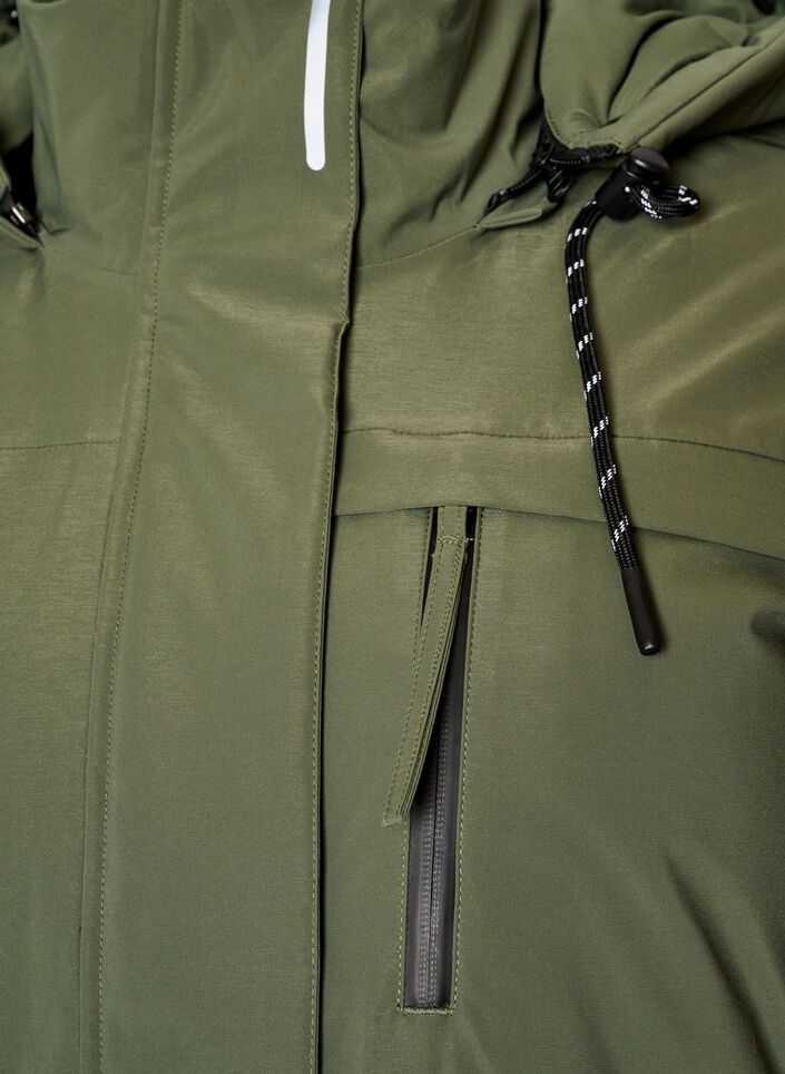 Vandafvisende parka med h&aelig;tte og funktionelle detaljer, Gr&oslash;n, Packshot image number 2
