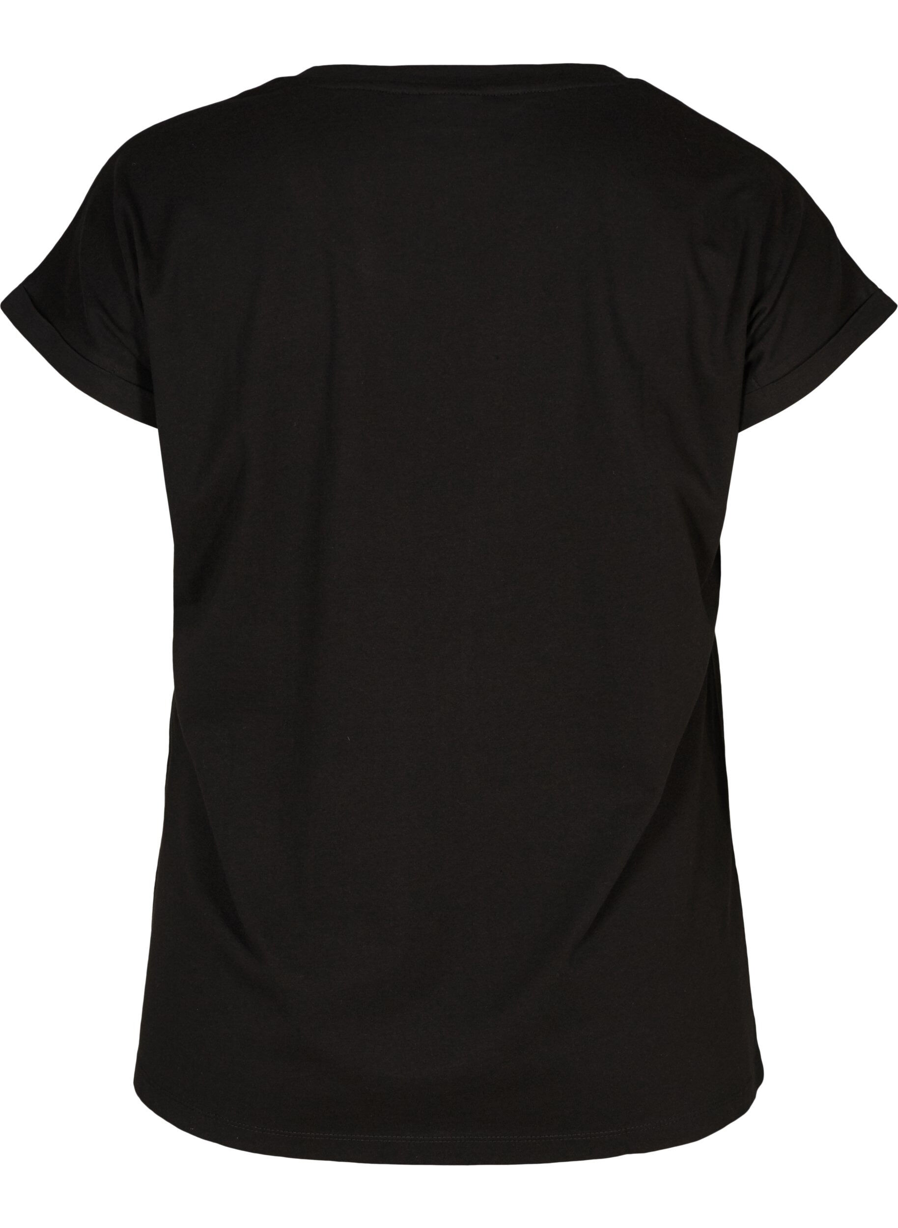 Zizzi T-shirt i bomuldsmix, Black, Packshot image number 1