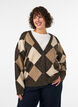 Cardigan med argylem&oslash;nster og rhinsten, Brun, Model image number 0