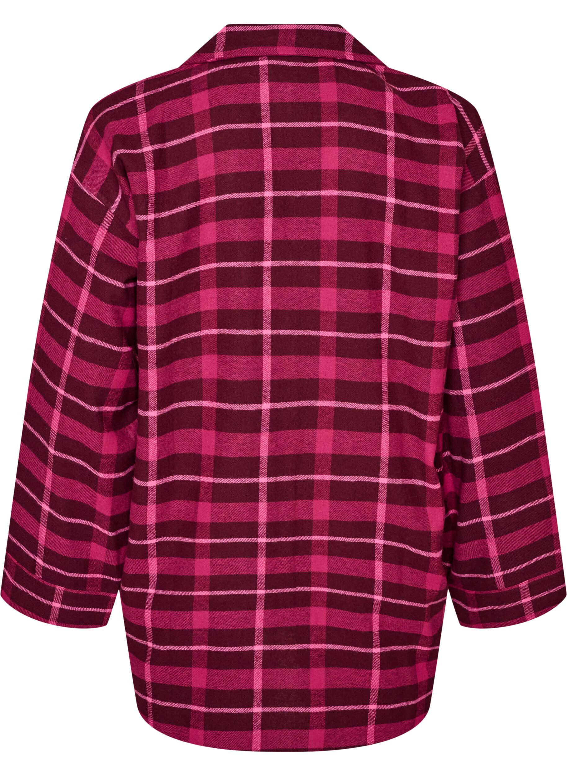 ZizziTernet pyjamasskjorte i bomuld med lange &aelig;rmer, R&oslash;d, Packshot image number 1