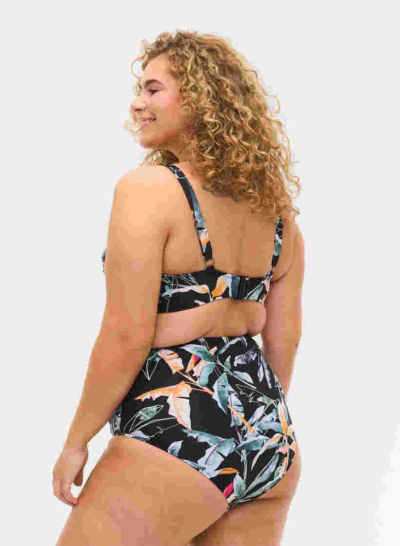 Printet bikini underdel med ekstra høj talje, Leaf Print, Model image number 1