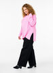 Strikbluse med rund hals, Begonia Pink Mel., Model image number 2