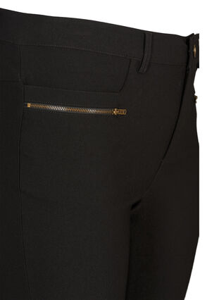 Tætsiddende bukser med lynlås detaljer, Black, Packshot image number 2
