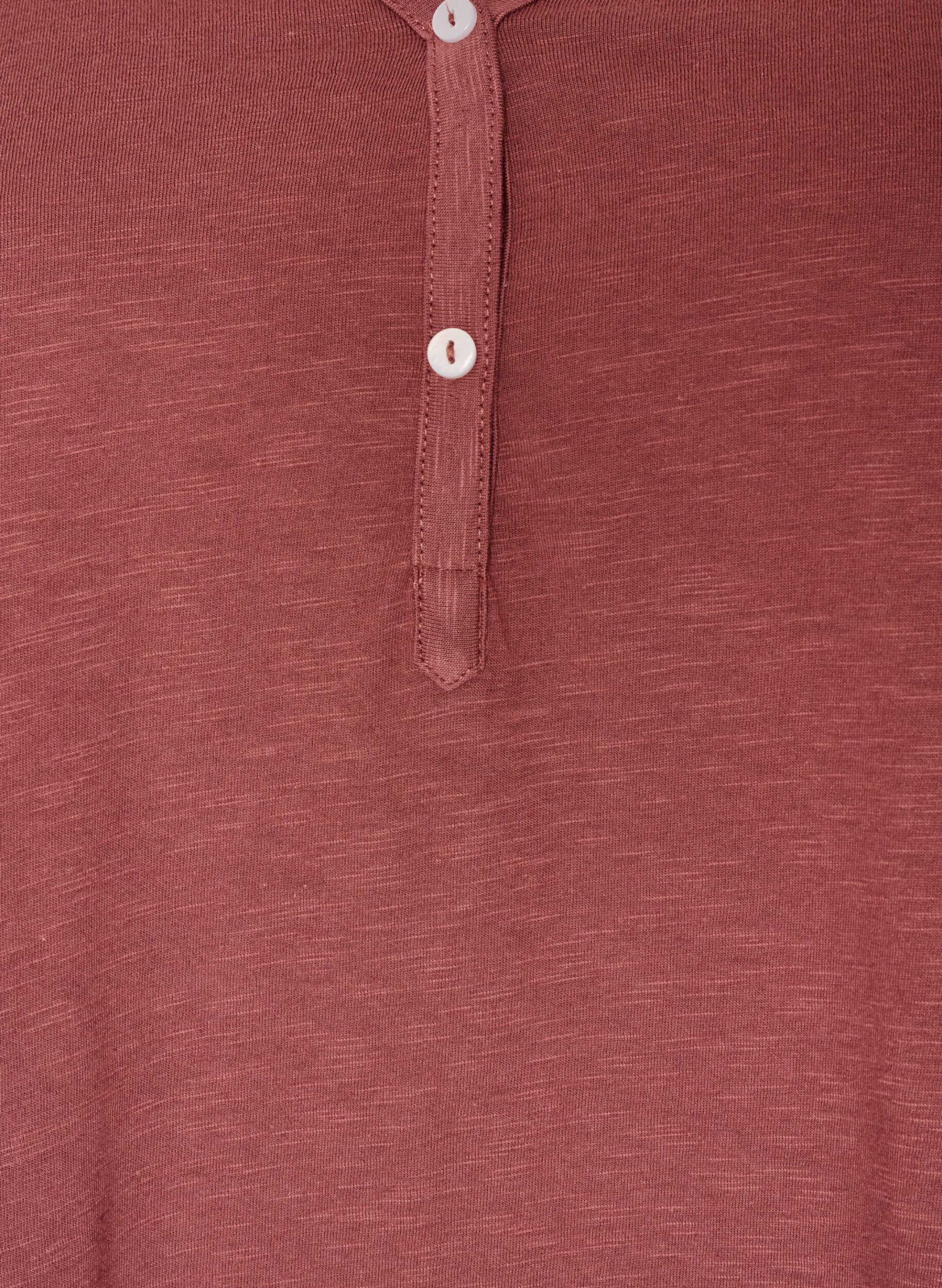 ZizziLang&aelig;rmet t-shirt med V-hals og knapper, Brun, Packshot image number 2