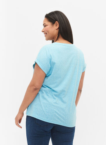 Meleret t-shirt med korte ærmer, Blue Atoll Mél, Model image number 1