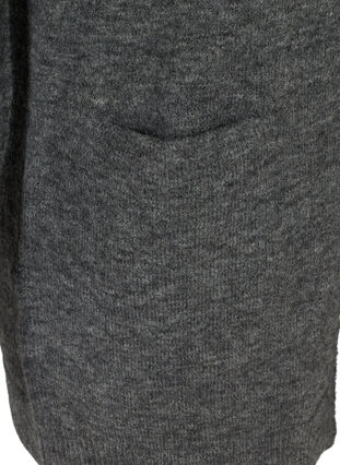 Strikket cardigan med uld, Dark Grey Melange, Packshot image number 3