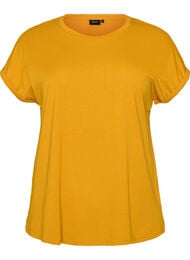 Kort&aelig;rmet T-shirt i bomuldsblanding, Gul